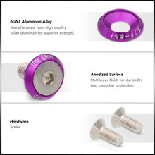 Load image into Gallery viewer, Universal 6 Piece JDM Purple Billet Aluminum Engine Bay Dress Up Kit M8 x 20mm Fender Washer