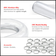 Load image into Gallery viewer, 3" Universal (8 Piece) Chrome Aluminum Piping Kit with U Bend with 16 T-Bolt Clamps + Silicone Red Couplers