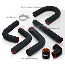 Load image into Gallery viewer, 3" Universal (8 Piece) Black Aluminum Piping Kit with U Bend with 16 T-Bolt Clamps + Silicone Black Red Couplers