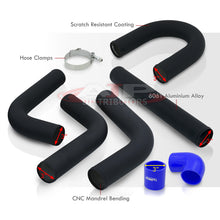 Load image into Gallery viewer, 3" Universal (8 Piece) Black Aluminum Piping Kit with U Bend with 16 T-Bolt Clamps + Silicone Blue Couplers