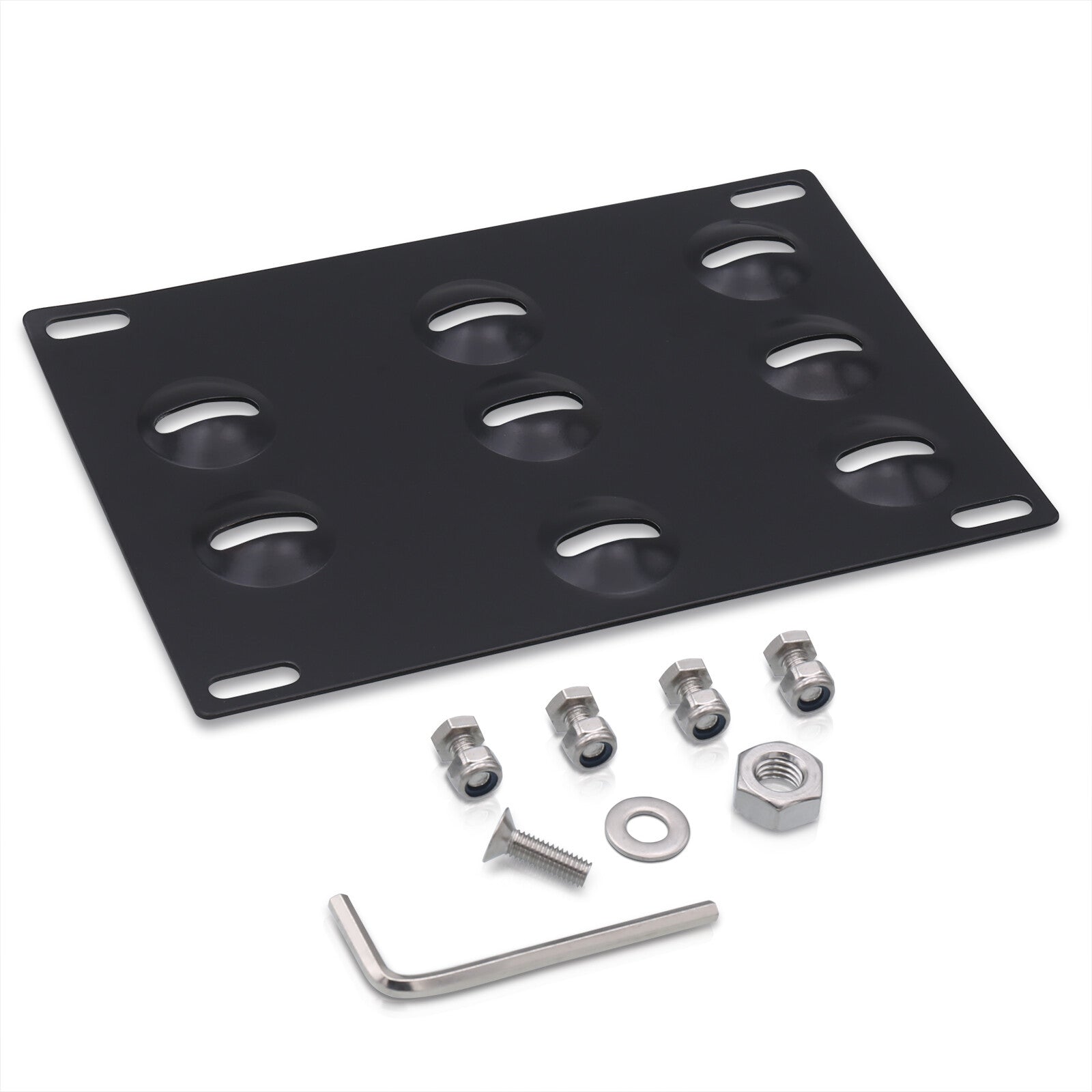 Universal Adjustable Tow Hook Licence Plate Relocator Bracket Black