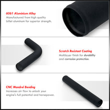 Load image into Gallery viewer, 3" Universal (8 Piece) Black Aluminum Piping Kit with 16 T-Bolt Clamps + Silicone Black Red Couplers