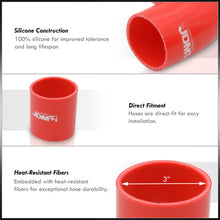 Load image into Gallery viewer, 3" Universal (8 Piece) Black Aluminum Piping Kit with 16 T-Bolt Clamps + Silicone Red Couplers