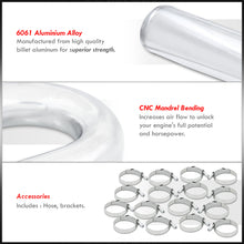 Load image into Gallery viewer, 2.5" Universal (8 Piece) Chrome Aluminum Piping Kit with U Bend with 16 T-Bolt Clamps + Silicone Blue Couplers