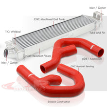Load image into Gallery viewer, For 2006-2010 Volkswagen VW Golf GTI Jetta / Audi A3 Tube & Fin Turbo Intercooler FMIC + Piping Kit Red Couplers - 2.0L 2.0T FSi Mk5 Mk6 07 08 09