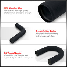 Load image into Gallery viewer, 2.5" Universal (8 Piece) Black Aluminum Piping Kit with U Bend with 16 T-Bolt Clamps + Silicone Red Couplers