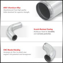 Load image into Gallery viewer, 2.5" Universal (12 Piece) Chrome Aluminum Piping Kit with 24 T-Bolt Clamps + Silicone Red Couplers