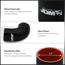 Load image into Gallery viewer, 2.5" Universal (8 Piece) Black Aluminum Piping Kit with U Bend with 16 T-Bolt Clamps + Silicone Black Red Couplers