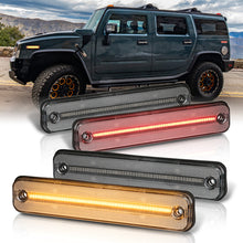 Load image into Gallery viewer, Hummer H2 2003-2009 4 Piece Front Amber & Rear Red LED Side Marker Lights Clear Len