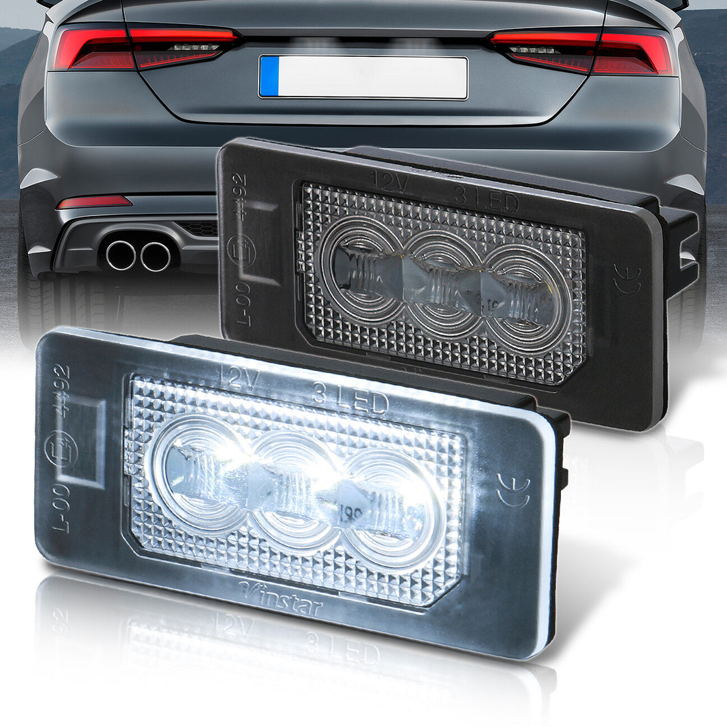 Audi / Porsche Rear White SMD LED License Plate Lights Clear Lens