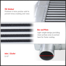 Load image into Gallery viewer, Universal Same Side Aluminum Intercooler (Bar & Plate | Overall: 31.75" x 11.5" x 3.0" | Core: 23.5" x 11.5" x 2.75" | Inlet/Outlet: 2.5")