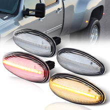 Load image into Gallery viewer, Chevrolet Silverado (Dually) 2500HD 3500HD 2001-2014 / GMC Sierra (Dually) 2500HD 3500HD 1999-2014 4 Piece Front Amber & Rear Red LED Fender Side Marker Lights Clear Len