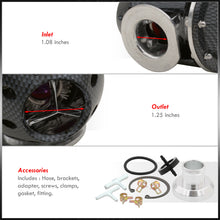 Load image into Gallery viewer, Universal SQV Style Carbon Fiber Blow Off Valve BOV + 2.5" Aluminum Adapter Flange Kit