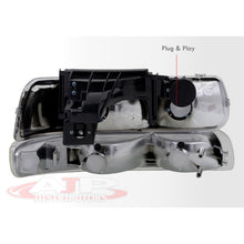 Load image into Gallery viewer, Chevrolet Silverado 1999-2002 / Suburban 2000-2006 / Tahoe 2000-2006 Factory Style Headlights + Bumpers Chrome Housing Clear Len Amber Reflector