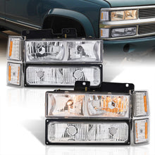 Load image into Gallery viewer, Chevrolet C/K 1500 2500 3500 1994-1998 Factory Style Headlights + Bumper + Corner Lights Chrome Housing Clear Len Amber Reflector