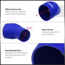 Load image into Gallery viewer, 2.75" to 4" 45 Degree Reducer Silicone Coupler Blue