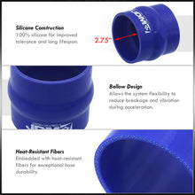 Load image into Gallery viewer, 2.75" Straight Bellow Silicone Coupler Blue