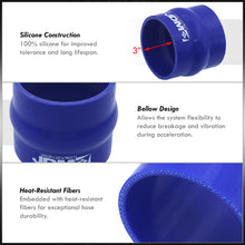 Load image into Gallery viewer, 3" Straight Bellow Silicone Coupler Blue