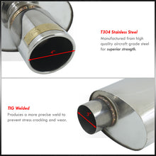 Load image into Gallery viewer, JDM Sport Universal Stainless Steel Oval Canister Muffler with 4" Slant Tip and 3" Inlet