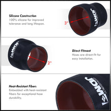 Load image into Gallery viewer, 2" to 3" Straight Reducer Silicone Coupler Black