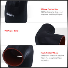 Load image into Gallery viewer, 2.25" to 4" 90 Degree Reducer Silicone Coupler Black