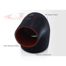 Load image into Gallery viewer, 2.25" to 4" 90 Degree Reducer Silicone Coupler Black