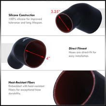 Load image into Gallery viewer, 3.25" to 4" 45 Degree Reducer Silicone Coupler Black