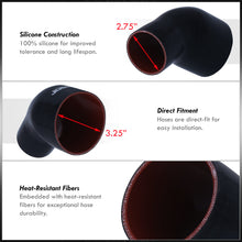 Load image into Gallery viewer, 2.75" to 3.25" 45 Degree Reducer Silicone Coupler Black