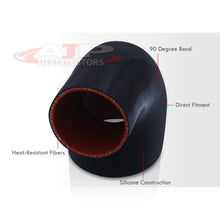 Load image into Gallery viewer, 3" to 4" 90 Degree Reducer Silicone Coupler Black