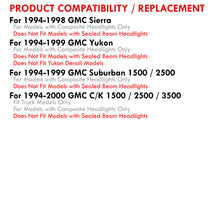 Load image into Gallery viewer, GMC C/K 1500 2500 3500 1994-2000 Factory Style Headlights + Bumpers + Corners Black Housing Clear Len Amber Reflector