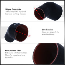 Load image into Gallery viewer, 2" to 3" 45 Degree Reducer Silicone Coupler Black