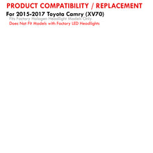 Load image into Gallery viewer, Toyota Camry 2015-2017 Factory Style Headlights Black Housing Clear Len Amber Reflector (Halogen Models Only)