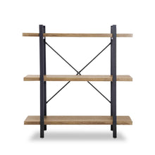 Load image into Gallery viewer, 3-Tier Retro Wooden Bookshelf Industrial Office Home Storage Display Decoration Rack Organizer Wall Shelf Ladder Bookcase with Metal Frames (Brown)