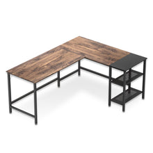 Load image into Gallery viewer, Industrial L-Shaped Corner Desk with Shelves Computer Gaming PC Laptop Home Office Study Workstation Organizer Table Top Wood & Metal Frame - 59" L