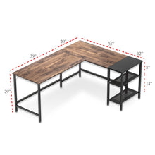 Load image into Gallery viewer, Industrial L-Shaped Corner Desk with Shelves Computer Gaming PC Laptop Home Office Study Workstation Organizer Table Top Wood & Metal Frame - 59" L