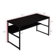 Load image into Gallery viewer, Computer Desk Laptop Table with Bookshelf Home Office Study Gaming PC Workstation Organizer Industrial Wood & Metal Frame Furniture (Black) - 47" L