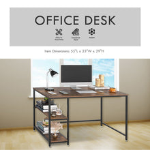 Load image into Gallery viewer, Computer Laptop Desk with 2-Tier Shelves Home Office Study Gaming PC Workstation Organizer Table Top Industrial Retro Wood & Metal Frame - 55" L
