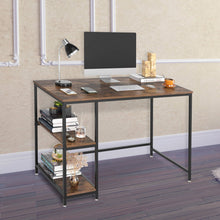 Load image into Gallery viewer, Computer Laptop Desk with 2-Tier Shelves Home Office Study Gaming PC Workstation Organizer Table Top Industrial Retro Wood & Metal Frame - 55" L