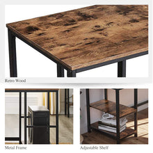 Load image into Gallery viewer, Computer Laptop Desk with 2-Tier Shelves Home Office Study Gaming PC Workstation Organizer Table Top Industrial Retro Wood & Metal Frame - 55" L
