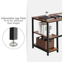 Load image into Gallery viewer, Computer Laptop Desk with 2-Tier Shelves Home Office Study Gaming PC Workstation Organizer Table Top Industrial Retro Wood & Metal Frame - 55" L