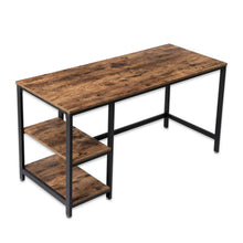 Load image into Gallery viewer, Computer Laptop Desk with 2-Tier Shelves Home Office Study Gaming PC Workstation Organizer Table Top Industrial Retro Wood & Metal Frame - 55" L