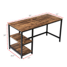 Load image into Gallery viewer, Computer Laptop Desk with 2-Tier Shelves Home Office Study Gaming PC Workstation Organizer Table Top Industrial Retro Wood & Metal Frame - 55" L