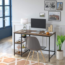 Load image into Gallery viewer, Computer Laptop Desk with 2-Tier Shelves Home Office Study Gaming PC Workstation Organizer Table Top Industrial Retro Wood & Metal Frame - 55" L
