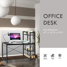 Load image into Gallery viewer, Computer Laptop Desk with 4-Tier Shelves Home Office Study Gaming PC Workstation Organizer Table Top Mopdern Style Retro Wood & Metal Frame - 47" L