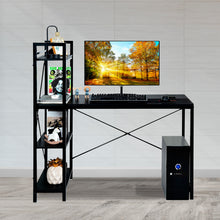 Load image into Gallery viewer, Computer Laptop Desk with 4-Tier Shelves Home Office Study Gaming PC Workstation Organizer Table Top Mopdern Style Retro Wood & Metal Frame - 47" L