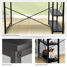 Load image into Gallery viewer, Computer Laptop Desk with 4-Tier Shelves Home Office Study Gaming PC Workstation Organizer Table Top Mopdern Style Retro Wood & Metal Frame - 47" L