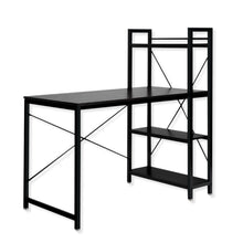 Load image into Gallery viewer, Computer Laptop Desk with 4-Tier Shelves Home Office Study Gaming PC Workstation Organizer Table Top Mopdern Style Retro Wood & Metal Frame - 47" L