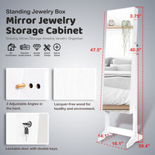 Load image into Gallery viewer, 59" Full Length Dressing Mirror Jewelry Cabinet Free Standing Armoire Lockable Storage Box Organizer with Removable Boxes & Keys (White)