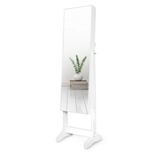 Load image into Gallery viewer, 59" Full Length Dressing Mirror Jewelry Cabinet Free Standing Armoire Lockable Storage Box Organizer with Removable Boxes & Keys (White)