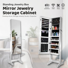Load image into Gallery viewer, 59" Full Length Dressing Mirror Jewelry Cabinet Free Standing Armoire Lockable Storage Box Organizer with Removable Boxes & Keys (Gray)